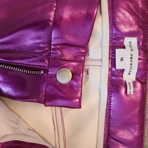 Good American Metallic Purple Straight Leg Pants - Picture 4 of 9